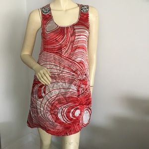 Custo Barcelona red Silk tank dress sleeveless